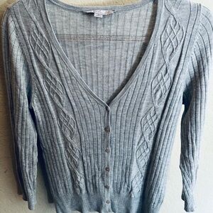 Caslon Light Gray Cable Knit Cardigan
